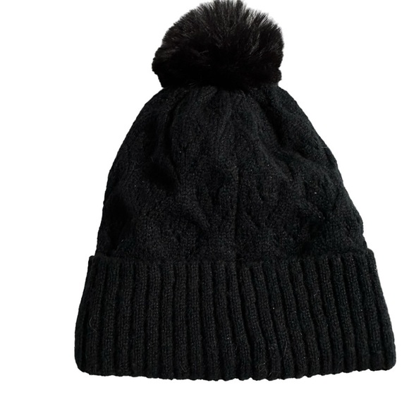 Womens LC Lauren Conrad Black Winter Hat with Pom - Picture 6 of 10